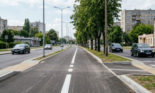 Postępy prac nad trasą rowerową wzdłuż ul. Dąbrowskiego. Pierwszy odcinek gotowy